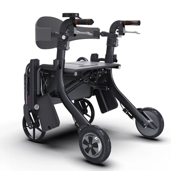 Andador elétrico dobrável de 4 rodas com rodas elétrica dobrável com cadeira de rodas