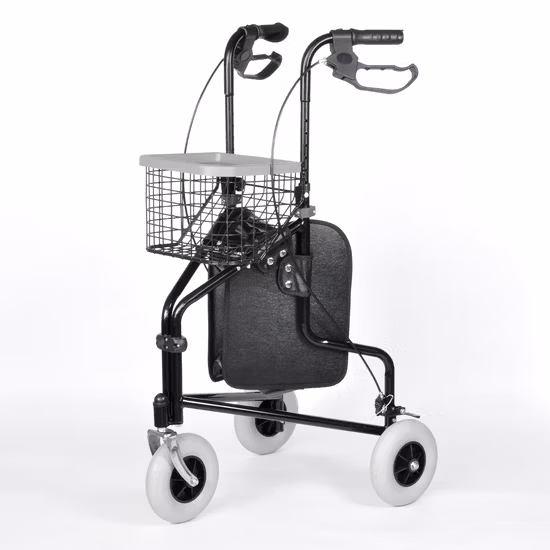 Andador portátil dobrável de liga de alumínio leve com 4 rodas para idosos