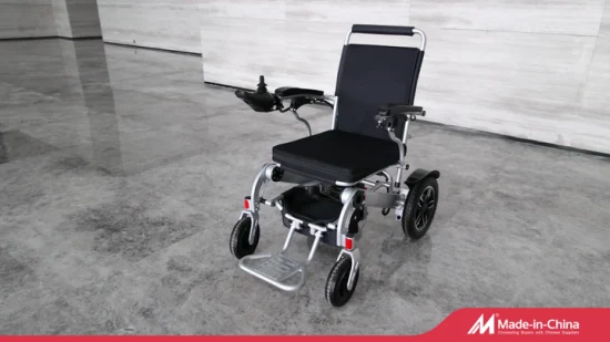 Cadeira de rodas elétrica dobrável de alumínio com controle remoto portátil cadeira de rodas motorizada para transporte de deficientes